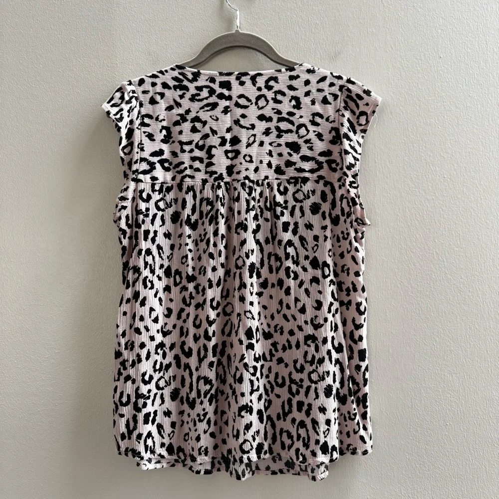 Savanna Jane Boho Leopard Floral Embroidered Flowy Blouse Large - Picture 5 of 7